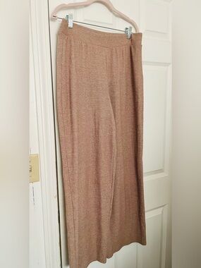 Old Navy Ribbed Wide-Leg Knit Lounge Pants Tan Oatmeal
